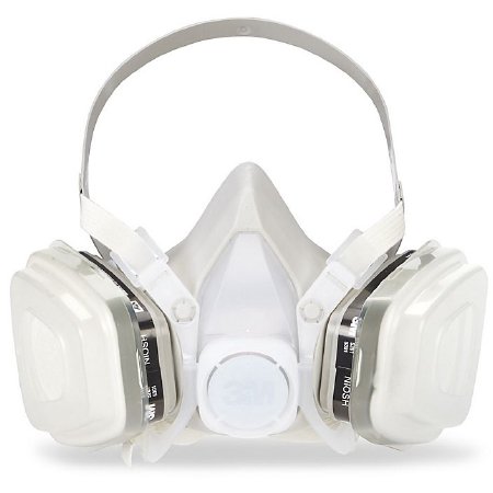 3M - Reusable Respirator Industrial N95 Half Face Adjustable Head Strap Large Gray / White - H-3391