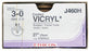 J & J Healthcare Systems Coated Vicryl Suture with Needle Absorbable Coated Violet Suture Braided Polyglactin 910 Size 3-0 27 Inch Suture 1-Needle 22 mm Length 1/2 Circle Reverse Cutting Needle - J460H