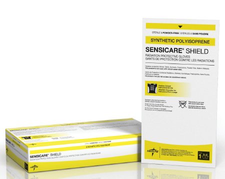 SensiCare PI Shield - Radiation Reducing Glove Size 7 Sterile Pair Polyisoprene with Tungsten Extended Cuff Length Fully Textured Black Not Chemo Approved - MSG3970