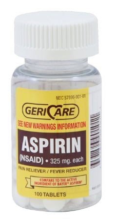 McKesson Geri-Care Pain Relief 325 mg Strength Aspirin Tablet 100 per Bottle - 60-921-01