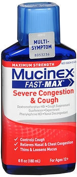 Reckitt Benckiser Mucinex Fast-Max Cold and Cough Relief 20 mg - 400 mg - 10 mg / 5 mL Strength Liquid 6 oz. - 63824001466
