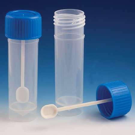 Globe Scientific - Stool Specimen Container 25 X 90 mm 30 mL (1 oz.) Screw Cap with Sampling Device Unprinted NonSterile - 109120