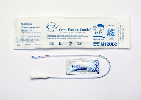 Cure Pocket Cath - Urethral Catheter Coude Tip Uncoated PVC 12 Fr. 16 Inch - M12ULC