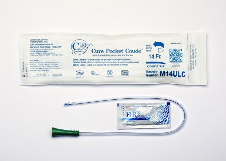 Cure Medical Cure Pocket Cath Urethral Catheter Coude Tip Lubricated PVC 14 Fr. 16 Inch - 14ULC