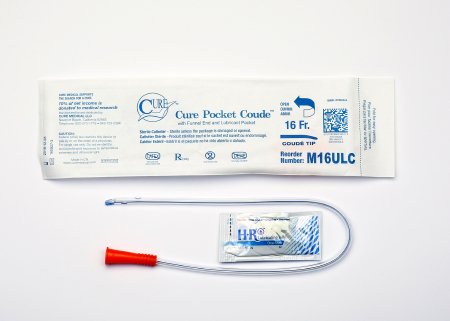 Cure Pocket Cath - Urethral Catheter Coude Tip Uncoated PVC 16 Fr. 16 Inch - M16ULC