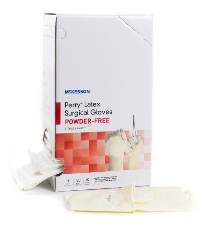 McKesson McKesson Perry Performance Plus Surgical Glove Size 6.5 Sterile Latex Standard Cuff Length Smooth Cream Not Chemo Approved - 20-1065N