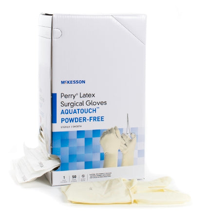 McKesson McKesson Perry Surgical Glove Size 7 Sterile Latex Standard Cuff Length Smooth Cream Not Chemo Approved - 20-1270N