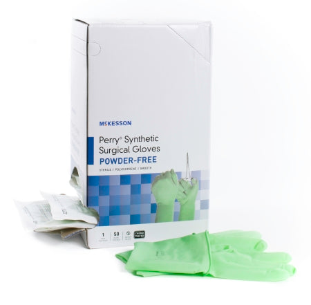 McKesson McKesson Perry Surgical Glove Size 5.5 Sterile Polyisoprene Standard Cuff Length Smooth Green Chemo Tested - 20-2055N