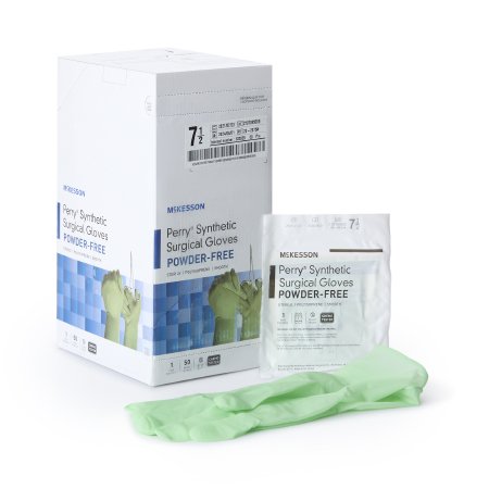 McKesson Perry Performance Plus - Surgical Glove Size 7.5 Sterile Pair Polyisoprene Extended Cuff Length Smooth Green Chemo Tested - 20-2075N