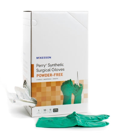McKesson McKesson Perry Surgical Glove Size 9 Sterile Polychloroprene Standard Cuff Length Smooth Dark Green Chemo Tested - 20-2590N