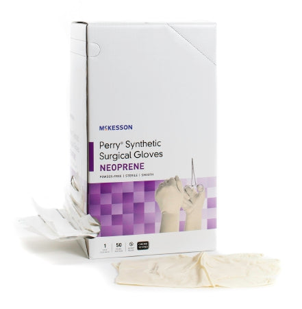 McKesson McKesson Perry Synthetic Surgical Gloves Surgical Glove Size 9 Sterile Polychloroprene Standard Cuff Length Smooth Cream Chemo Tested - 20-2690N