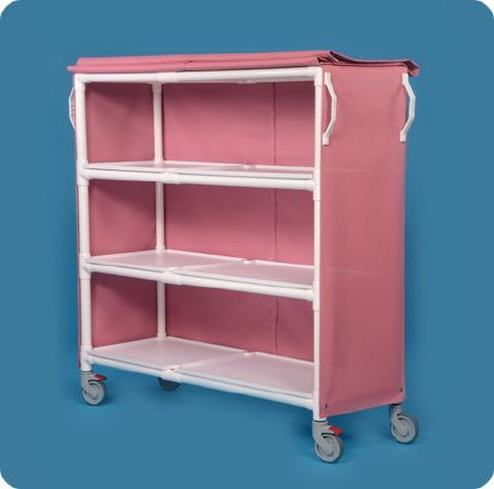 IPU Deluxe 3 Shelf Linen Cart with Cover 5 Inch Casters 45 lbs. - LC60-3