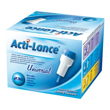 Acti-Lance Universal - Lancet Safety Lancet Needle 1.8 mm Depth 23 Gauge Push Button Activation - 7142