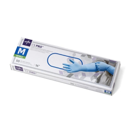 CS Pro - Exam Glove Medium NonSterile Nitrile Extended Cuff Length Fully Textured Blue Not Chemo Approved - Medline - CS16M