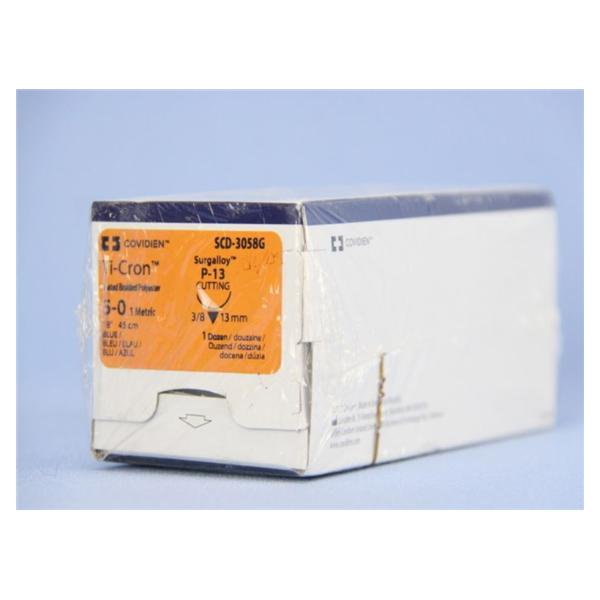 Medtronic MITG-Covidien Suture 5-0 Polyester P-13 Ti-Cron Blue 18" Braid 12/Ca - SCD3058G