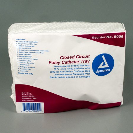 Dynarex - Closed Circuit Catheter Tray Foley 16 Fr. 5 cc Balloon - 5006