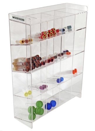 McKesson McKesson Tiered 4-Tier Tube Organizer 16 Place Accommodates Multiple Size Tubes Clear 15.5 X 5.5 X 20.75 Inch - 3118XL