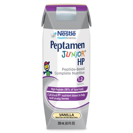 Nestle Healthcare Nutrition Peptamen JuniorHP Pediatric Oral Supplement / Tube Feeding Formula Vanilla Flavor 250 mL Carton Ready to Use - 43900544588