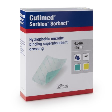 Cutimed Sorbion Sorbact - Super Absorbent Antimicrobial Dressing 4 X 4 Inch Fiber / Polymer Square Sterile - 7269808