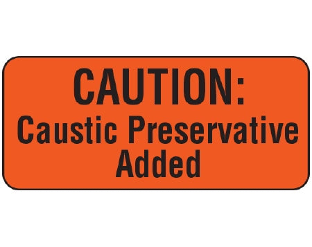 Shamrock Scientific Shamrock Pre-Printed Label Warning Label CAUTION: / CAUSTIC PRESERVATIVE / ADDED Fluorescent Red 1 X 2-1/4 Inch - UPCR-6062
