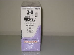 J & J Healthcare Systems Coated Vicryl Suture with Needle Absorbable Coated Violet Suture Braided Polyglactin 910 Size 3-0 36 Inch Suture Double-Armed 26 mm Length 1/2 Circle Taper Point Needle - J527H