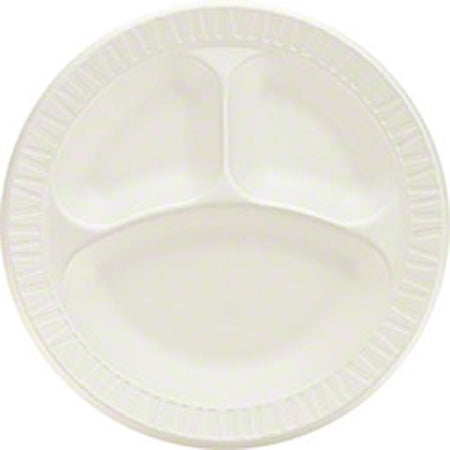 Saalfeld Redistribution Dart Concorde Partitioned Plate White Disposable Non-Laminated Foam 9 Inch Diameter - 9CPWCR