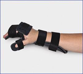 Restorative Care of America - Resting Hand Orthosis with Neutral Thumb Contoured Kydex Thermoplastic / OrthoWick Right Hand Black Medium - 36NTRHO-M-R
