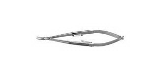 Bausch & Lomb Needle Holder 137 mm Medium 11 mm Gently Curved Jaw Flat Serrated Handle - E3848