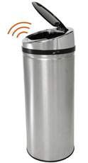 iTouchless - Trash Can 8 gal. Round Brushed Silver Stainless Steel Motion Activated - 22238004