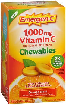 Glaxo Smith Kline Vitamin C Supplement Emergen-C Ascorbic Acid 1000 Mg Strength Chewable Tablet 40 Per Box Orange Flavor - 76314032450