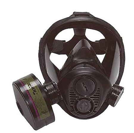 Survivair Opti-Fit - Gas Mask NIOSH Full Face 5 Point Adjustable Head Strap Large Black / Gray - 3TAE7