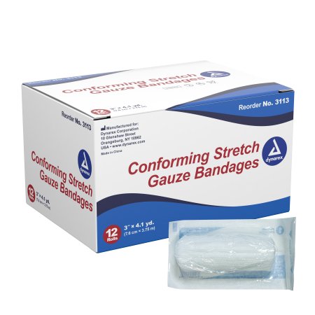 Dynarex - Conforming Bandage Polyester 1-Ply 3 Inch X 4-1/10 Yard Roll Shape Sterile - 3113
