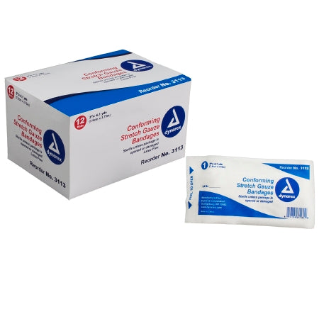 Dynarex Dynarex Conforming Bandage Polyester 1-Ply 3 Inch X 4-1/10 Yard Roll Shape Sterile - 3113
