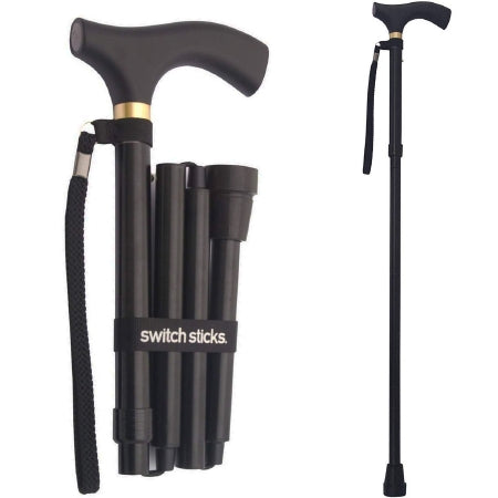 Switch Sticks - Folding Cane Aluminum 32 to 37 Inch Height Black - 502-2000-0000