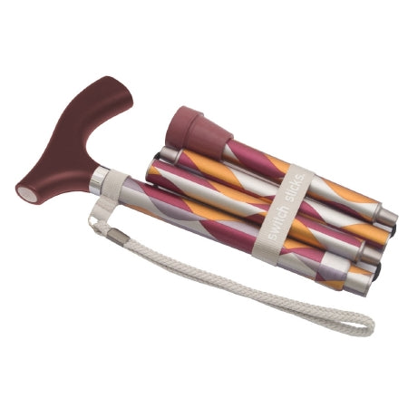 Switch Sticks - Folding Cane Aluminum 32 to 37 Inch Height Waves Print - 502-2000-5111