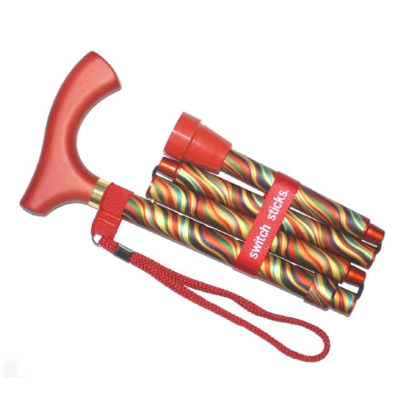 Mabis Healthcare Switch Sticks Folding Cane Aluminum 32 to 37 Inch Height Carnival Design - 502-2000-5116