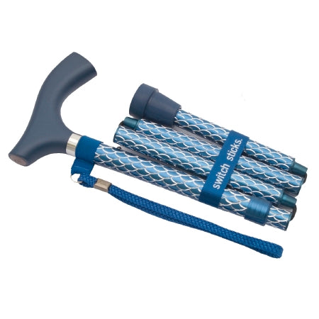 Mabis Healthcare Switch Sticks Folding Cane Aluminum 32 to 37 Inch Height Azure Blue - 502-2000-5200