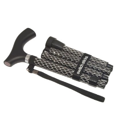 Mabis Healthcare Switch Sticks Folding Cane Aluminum 32 to 37 Inch Height Soiree Black - 502-2000-5201