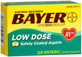 Bayer - Pain Relief 81 mg Strength Aspirin Tablet 120 per Box - 00280210012