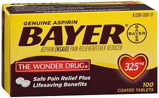 Bayer - Pain Relief 325 mg Strength Aspirin Tablet 100 per Box - 00280200010