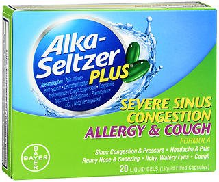 Bayer Alka-Seltzer Plus Severe Sinus Congestion Cold and Sinus Relief 325 mg - 10 mg - 6.25 mg - 5 mg Strength Gelcap 20 per Box - 1650055528
