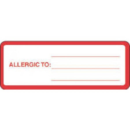 Precision Dynamics Pre-Printed Label Allergy Alert ALLERGIC TO: _______ Red / White 1-1/8 X 3 Inch - 59704575