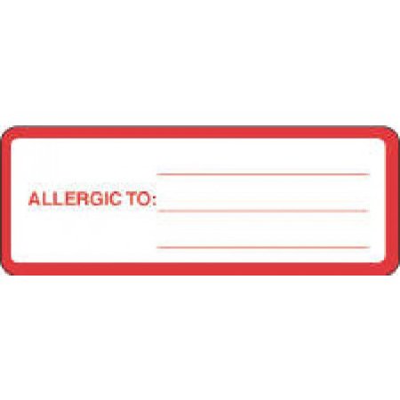 Precision Dynamics - Pre-Printed Label Allergy Alert Red / White Paper ALLERGIC TO: _______ Red Alert Label 1-1/8 X 3 Inch - 59704575