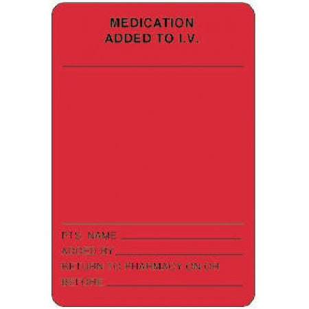 Precision Dynamics Pre-Printed Label Anesthesia Label Medication Added To I.V Fluorescent Red 2 X 3 Inch - 59704607