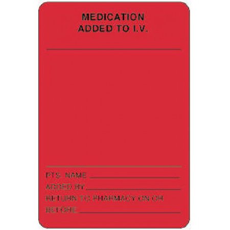 Precision Dynamics - Pre-Printed Label Anesthesia Label Red Paper Medication to IV Black Medication Instruction 2 X 3 Inch - 59704607