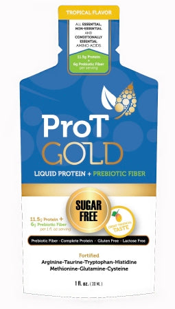 OP2 Labs Inc ProT Gold + Oral Protein Supplement Tropical Flavor 1 oz. Individual Packet Ready to Use - 851010004256