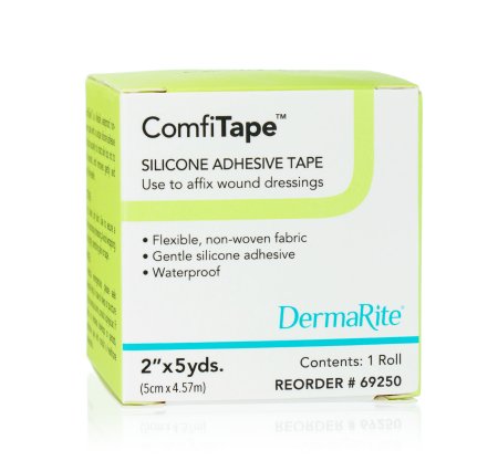 DermaRite Industries ComfiTape Medical Tape Waterproof Silicone 2 Inch X 5 Yards Tan NonSterile - 69250