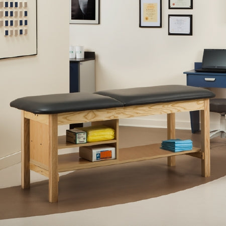 Clinton Industries ETA Classic Series H-Brace Treatment Table with Shelving Fixed Height 400 Lbs. - 1030-27-3SB-1NT