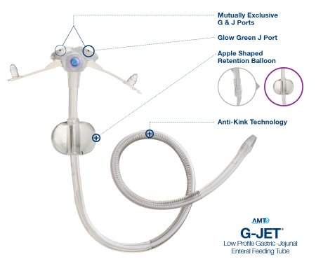 G-JET - Low Profile Gastric-Jejunal Enteral Feeding Tube 14 Fr. 3.0 / 45 cm Tube Silicone - GJ-1430-45