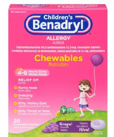 J & J Sales Children's Benadryl Itch Relief 12.5 mg Strength Tablet 20 per Bottle Bottle - 50580023201